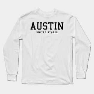 Austin City Texas United States Vintage Minimalist Austin City Texas State Name Sport Design Tees Long Sleeve T-Shirt